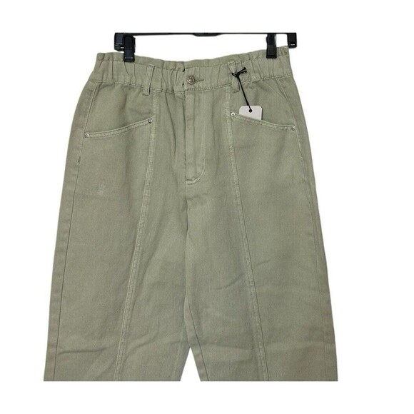 Forever 21 Paper Bag Green Cinched Waist Relaxed Fit Denim Jean High Rise - Picture 3 of 8